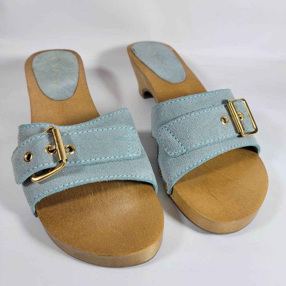 Nine & Company Clogs Stylish Blue Sandals‎ Wiith Buckle Detail Size 5.5 M